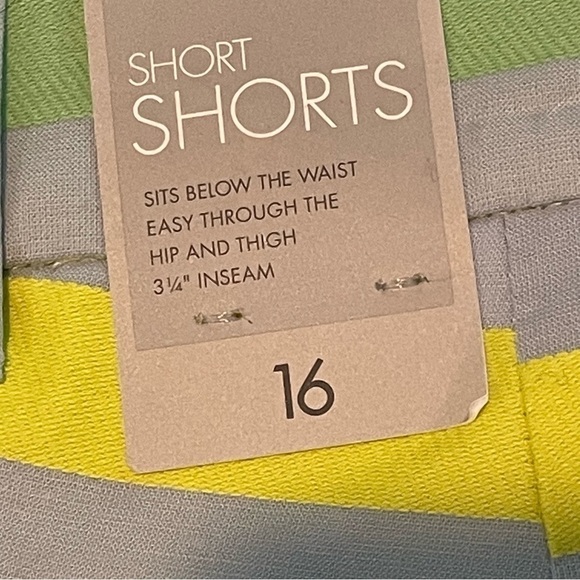 Gap Womens Size 16 Short Shorts Green Yellow Blue Striped new NWT - Picture 4 of 10